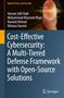 Titel: "Cost-Effective Cybersecurity: A Multi-Tiered Defense Framework with Open-Source Solutions". Daumenabdruck im Hintergrund., Buch
