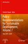 Titel: Policy Recommendations for Sustainable Development, Volume 1, 2019–2020. Roter und orangefarbener Hintergrund. Logos von NIAS und Springer., Buch
