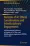 Text: "Horizons of AI: Ethical Considerations and Interdisciplinary Engagements." Dunkler Hintergrund mit blauen Lichtpunkten., Buch