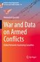 „War and Data on Armed Conflicts“ vor lila-rosa Himmel, zwei Tauben, Stacheldraht, Springer-Logo., Buch