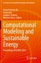 Buchtitel: "Computational Modeling and Sustainable Energy". Orange Hintergrund mit abstraktem Muster. Logo von Springer., Buch