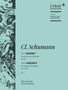 "Cl. Schumann. Konzert für Klavier und Orchester a-moll. Concerto for Piano and Orchestra in A minor. op. 7."  
Verzierte linke Seite., Noten