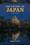 Buchtitel "The History of Japan", dritte Ausgabe. Autor Louis G. Perez. Nachtaufnahme eines beleuchteten japanischen Schlosses., Buch