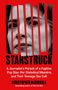 Titel: "Starstruck". Untertitel beschreibt die Nachforschung eines Journalisten in einem Kriminalfall. Gesicht einer Frau hinter roten Gittern., Buch