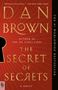 „DAN BROWN“, „THE SECRET OF SECRETS“, „A NOVEL“, Schlüsselloch-Silhouette auf rotem Hintergrund mit Strahlenmuster., Buch