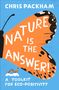 „NATURE IS THE ANSWER! A TOOLKIT FOR ECO-POSITIVITY“. Ein orangefarbener Schmetterlingsflügel auf blauem Grund.