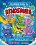Ein illustriertes Cover: "An Alien's Guide to Dinosaurs" mit Cartoon-Dinosauriern und Aliens. Autor: Myles McLeod.