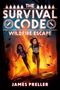 "The Survival Code: Wildfire Escape" von James Preller. Zwei Personen rennen vor einer großen Flammenwand.