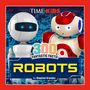 Im Zentrum steht der Text: "300 FANTASTIC FACTS! ROBOTS by Stephen Krensky". Zwei niedliche Roboter sind abgebildet.