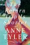 "The Return Trip Is Shorter" von Anne Tyler. Eine gemalte Frau sitzt am Pool, trägt Badekappe und Badeanzug.