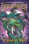 "Fablehaven: Secrets of the Dragon Sanctuary" von Brandon Mull. Illustration zeigt grüne, mehrköpfige Drachen., Buch