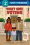 Titel: "Violet Goes Voting". Illustration zeigt eine Familie vor einem Wahllokal. Ein Schild sagt "Vote Here"., Buch