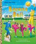 Titel: "Banana Ball". Spieler in bunten Outfits auf einem Baseballfeld werfen Konfetti, einer fährt Einrad., Buch
