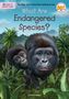 Text: "What Are Endangered Species?" und "by David Stabler". Illustration von Gorillas in dichter, grüner Vegetation.