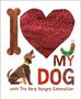 "I ♥ MY DOG with The Very Hungry Caterpillar" in bunten Buchstaben. Illustration eines Hundes, Knochens und einer Raupe.