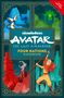 "Cover Not Final. nickelodeon Avatar the Last Airbender Four Nations Handbook." Illustration mit Gebäuden und Figuren.
