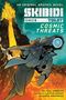 "AN ORIGINAL GRAPHIC NOVEL, SKIBIDI TOILET, COSMIC THREATS" zeigt einen kämpfenden Cyborg-Menschen vor einem Vulkanausbruch., Buch