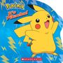 „It's Pikachu!“ steht vor blauem Hintergrund mit gelben Blitzen. Pikachu ist in fröhlicher Pose zu sehen.