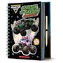 Text: "Monster Jam", "Scratch and Sketch Speedway", "Scratch to reveal 20 action-packed drawings", "Scholastic". 
Cover eines Spiralbuchs mit Monstertrucks.