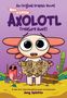 "Max, a Little Axolotl: Treasure Hunt!" Grafik mit einem Axolotl, das eine Schatzkarte hält, daneben eine Krabbe mit Schaufel.