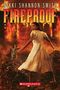 „Nikki Shannon Smith“, „Fireproof“, „Scholastic“. Zwei Kinder vor brennenden Gebäuden, dramatische Szene.