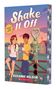 "Shake It Off" von Suzanne Nelson. Illustration: Zwei Jugendliche trinken Shakes, Hintergrund mit Himmel und Scheune. Enthält einen Anhänger., Buch
