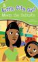 "The Little City Girl Meets the Suburbs" in verspielter Schrift. Illustration: Zwei Personen in einer städtischen Szene., Buch
