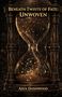 "Beneath Twists of Fate: Unwoven" und "Aria Dashwood" stehen über einer Sanduhr mit glitzerndem Inhalt., Buch