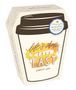 "Kaffeebecher-Illustration mit Text: 'life's short, talk FAST, Gilmore girls'. Logo: 'Gilmore girls, DELUXE GIFT SET'. Beige Design."