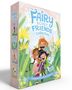 "The Fairy Scout Friends Collection; A magical four-book boxed set! Illustration: Drei fröhliche Feen umgeben von Blumen.", Buch