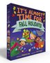 Titel: "It's Almost Time for Fall Holidays!" Drei Kinder in Festtagskleidung mit herbstlichen Symbolen und Dekorationen., Buch