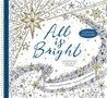 „All is Bright“ in blauer Schrift. Dekorativ mit goldenen und blauen Sternen. Text: „A devotional journey to color your way to Christmas“.