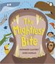 Text: "The Mightiest Bite, Howard Calvert, Mike Moran". Illustration eines weit geöffneten Tiermauls, umgeben von Tieren und Figuren.