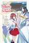 Text: "The Failure at God School", "4", "Modomu Akagawara", "Original Story by Natsu Hyuuga", "Character Design by Seikaisha". Anime-Stil: Zwei Figuren, eine mit rotem Haar und rotem Rock, die andere groß in traditionellem weißen Gewand., Buch