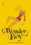 "1", "Wonder Boy", "Kazumi Yamashita". Illustration eines Jungen, der zu schweben scheint, auf leuchtend gelbem Hintergrund., Buch