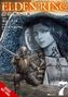 „ELDEN RING“ großer Text. Illustration mit maskiertem Krieger in Kampfpose und blauäugiger Figur im Hintergrund., Buch