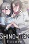 „SHINO & REN Future“. Zwei stilisierte Frauen, eine in blauem Oberteil, die andere in gestreiftem Anzug, stehen sich nahe., Buch