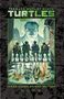 "Teenage Mutant Ninja Turtles Volume One" und "Jason Aaron Deluxe Edition". Vier Turtles stehen vor einem großen Gesicht., Buch