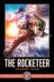 „THE ROCKETEER AMAZING TALES“. Eine dynamische Illustration eines fliegenden Helden mit Helm und Raketenrucksack., Buch