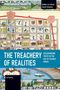 Buchtitel: "THE TREACHERY OF REALITIES". Thema: Wissenschaftsleugnung. Oben: Illustration einer Landkarte. Unten: Name des Autors., Buch