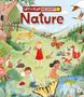 "LIFT THE FLAP DISCOVERY! Nature" zeigt spielende Kinder, Tiere und Pflanzen in einer lebendigen Waldlandschaft., Buch