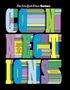 Der Text im Bild lautet: "Find the common threads in 100+ puzzles of wit and wordplay by Wyna Liu". Bunte Buchstaben auf schwarzem Hintergrund., Buch