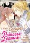 „I Want to Escape from Princess’ Lessons“ in verspielten Buchstaben. Ein Paar in eleganter Kleidung schaut sich tief in die Augen., Buch
