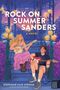 "ROCK ON, SUMMER SANDERS - A NOVEL" von Stephanie Kate Strohm. Zwei Personen spielen Banjo und Gitarre auf Treppen.