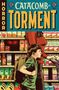 "Horror", "Catacomb of Torment". Illustration von einem Kind mit Rucksack im Supermarkt, rote Augen in Regal., Buch