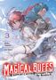 "Novel 3", "Magical Buffs: The Support Caster is Stronger Than He Realized!" Zwei animierte Figuren, Frau mit roten Haaren., Buch