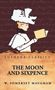 "LUSHENA CLASSICS. THE MOON AND SIXPENCE. W. Somerset Maugham. Illustration: Person mit großem Hut, Buch lesend.", Buch
