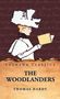 "LUSHENA CLASSICS", "THE WOODLANDERS", "THOMAS HARDY". Illustration: Frau mit großem Hut liest Buch., Buch