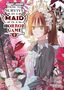 Schrift: "How to Survive as a Maid in a Horror Game 1". Junge Frau in einem Dienstmädchen-Outfit, umgeben von Blumen., Buch