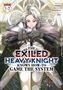 Text: "Manga 1-2. The Exiled Heavy Knight Knows How to Game the System." Ein Ritter mit weißem Haar und Rüstung hält ein Schwert., Buch